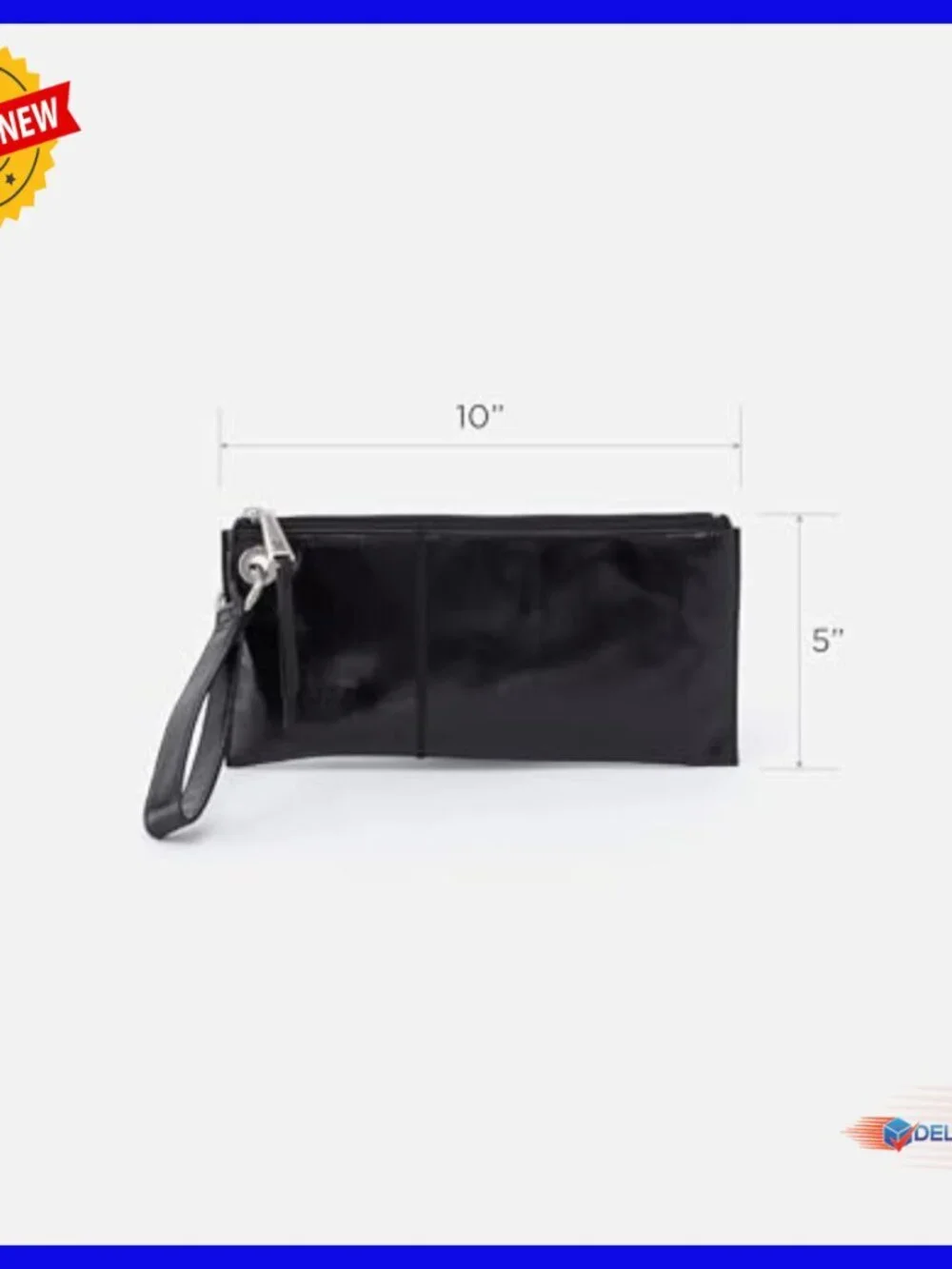 Large Leather Wristlet Pouch with Zipper and Business Card Pocket